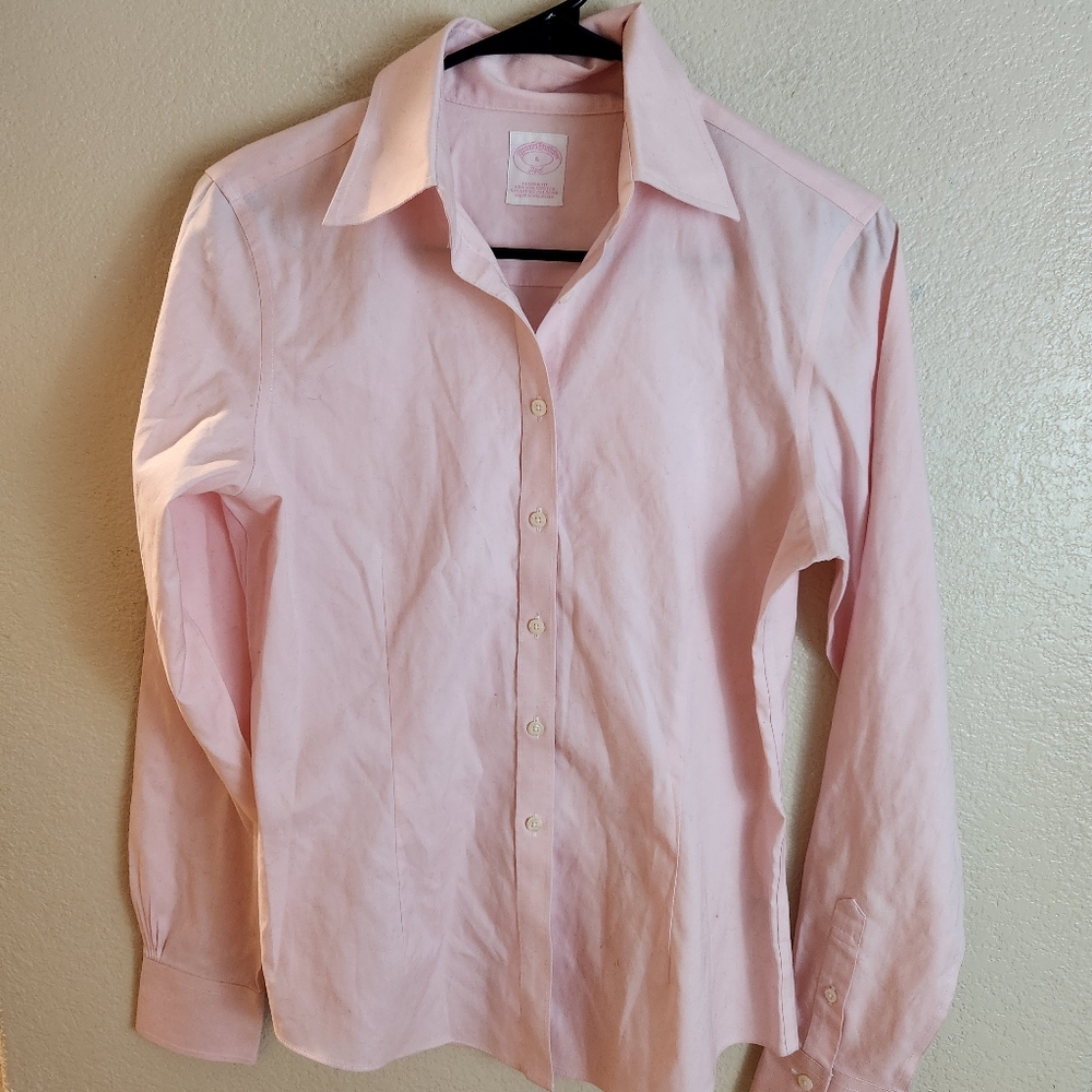 Brooks Brothers 346 Pink Fitted No Iron Button Down Long Sleeve Shirt Top Size 6 - Picture 2 of 7